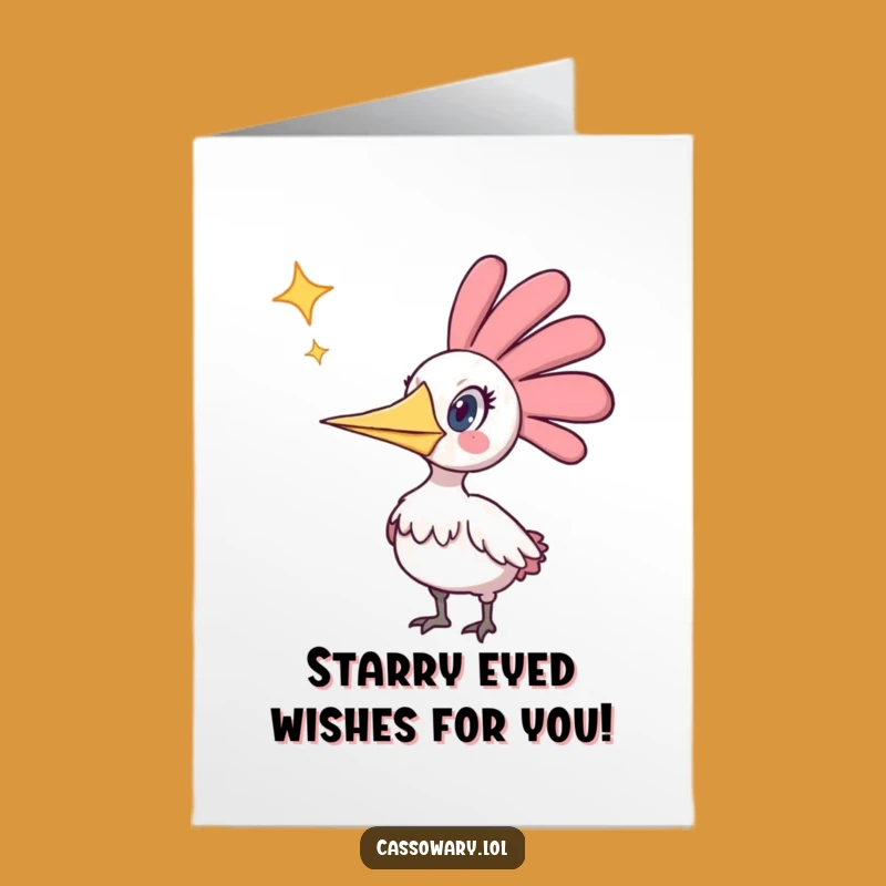 Free Printable Birthday Card: Surprised Cassowary Starfall Funny Downloadable Gift!