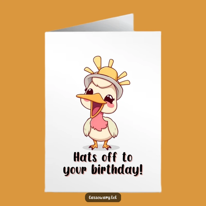 Free Printable Giggling Cassowary Birthday Card - Silly Hat Downloadable Gift