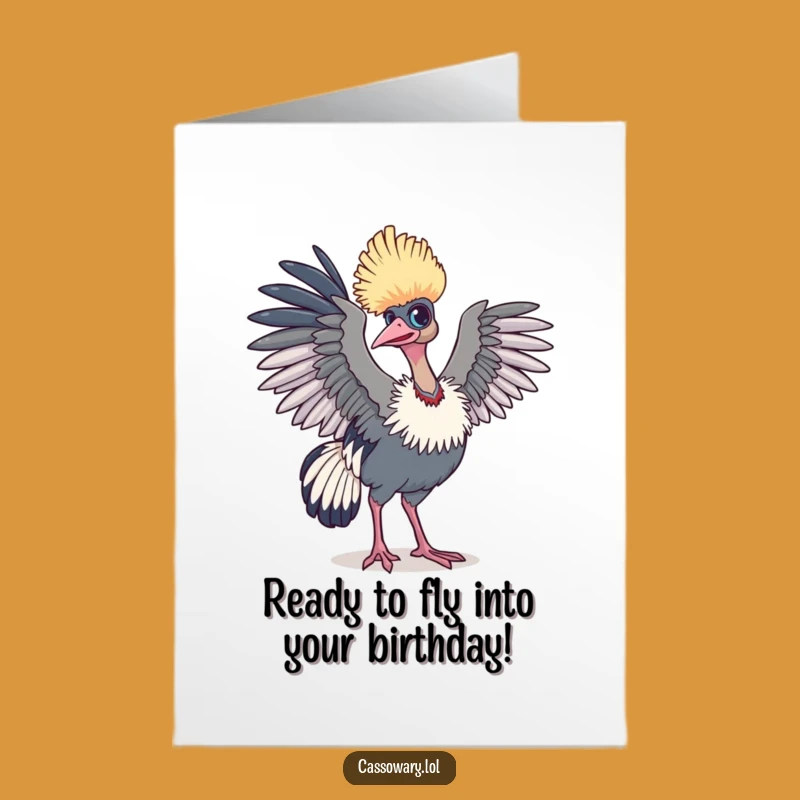 Free Printable Birthday Card: Cassowary Wings Ready Funny Downloadable Gift