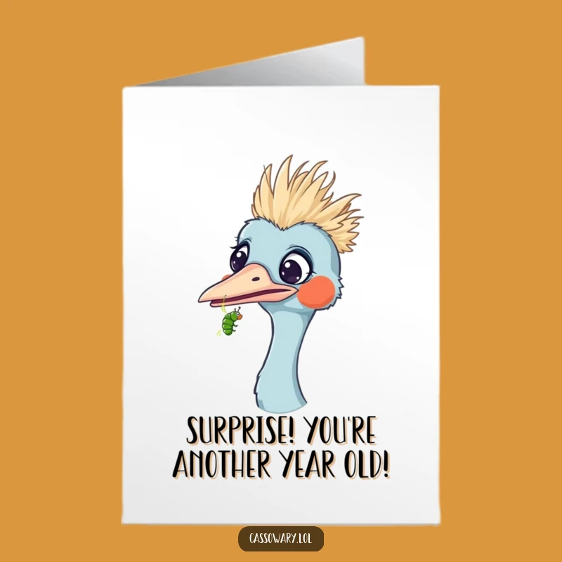 Surprised Cassowary Caterpillar Birthday Card - Free Printable Funny Guest