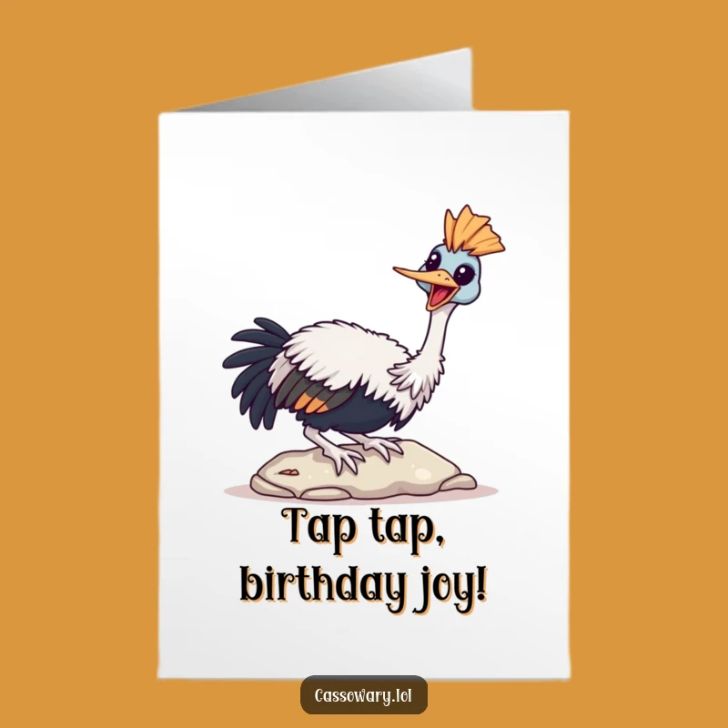 Free Printable Birthday Card: Happy Cassowary, Whimsical Downloadable Gift for a Joyful Celebration