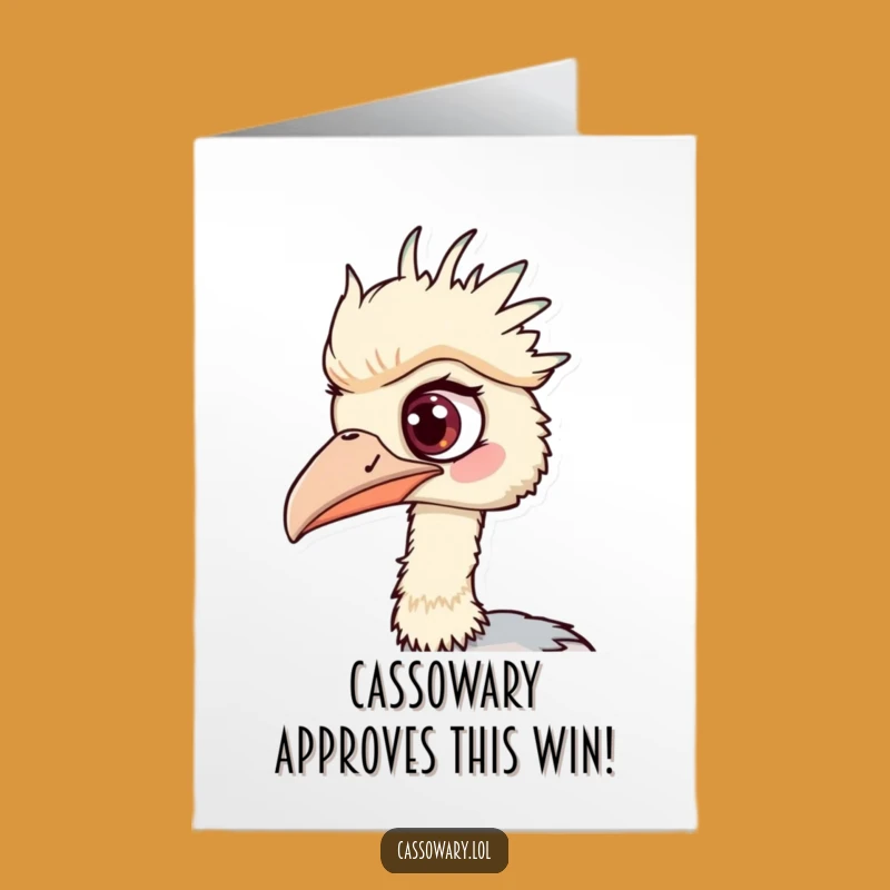 Free Printable Cassowary Congrats Card: Hilarious Eye-Spy for Big Wins!