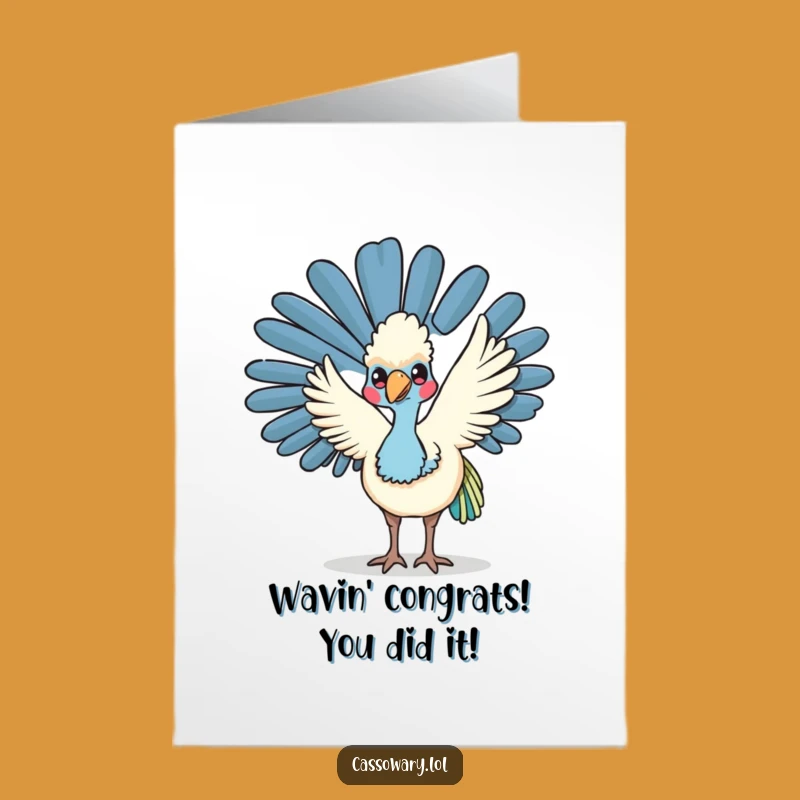 Free Printable Cassowary Congrats Card: Funny Kawaii Wave