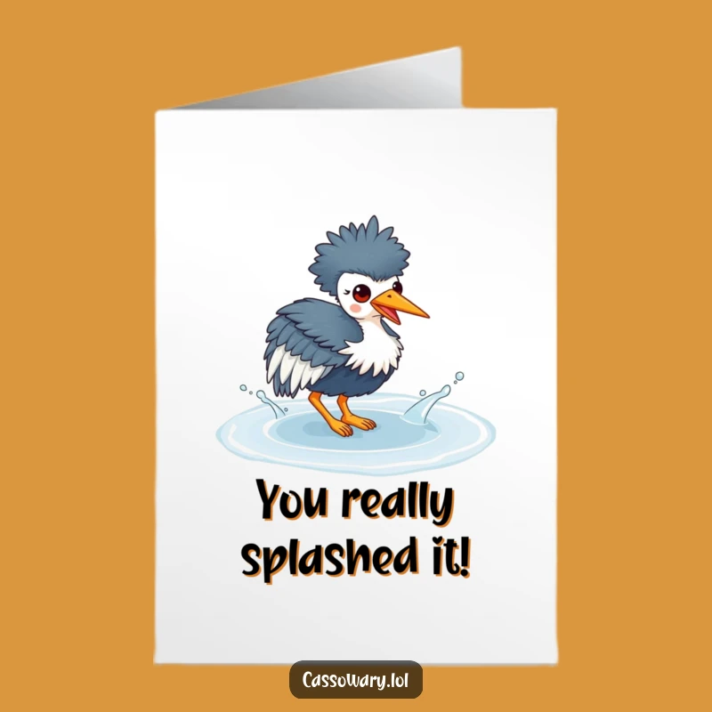 Free Printable Cassowary Congrats Card: Playful Bird Splash, Exciting Downloadable Gift!