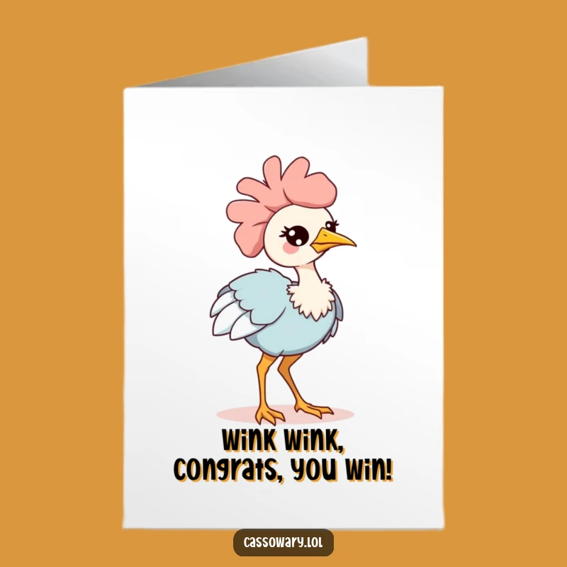 Free Printable Confident Cassowary Wink Congratulations Card - Stylish Downloadable
