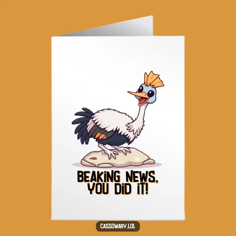 Free Printable Congrats Card: Cheerful Cassowary, Delightful Downloadable Gift for Success