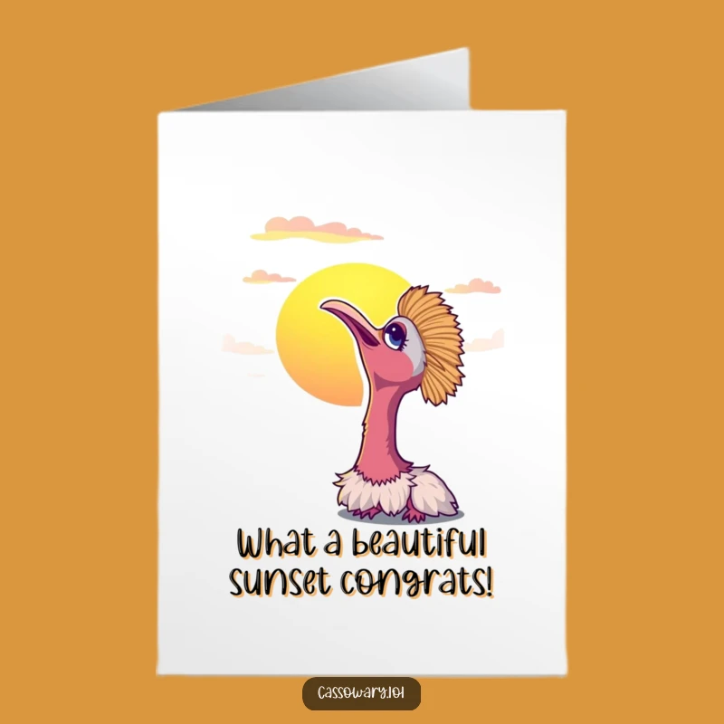 Free Printable Congrats Card: Content Cassowary, Peaceful Bird Lover Downloadable Gift