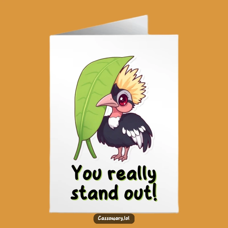 Free Printable Congrats Card: Curious Cassowary Peeking, Funny Downloadable Surprise