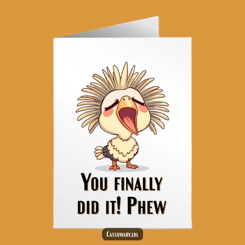 Free Printable Sleepy Cassowary Congrats Card - Funny Bird Art Downloadable Gift