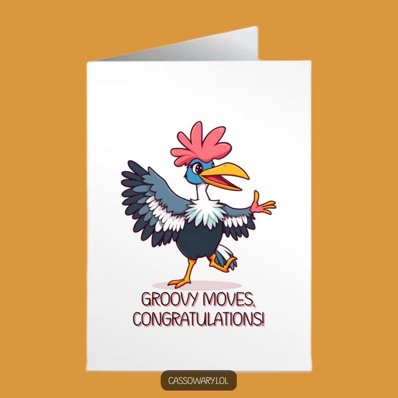 Dancing Cassowary Congrats Card: Free Printable Groovy Bird, Downloadable Greeting, Funny Gift