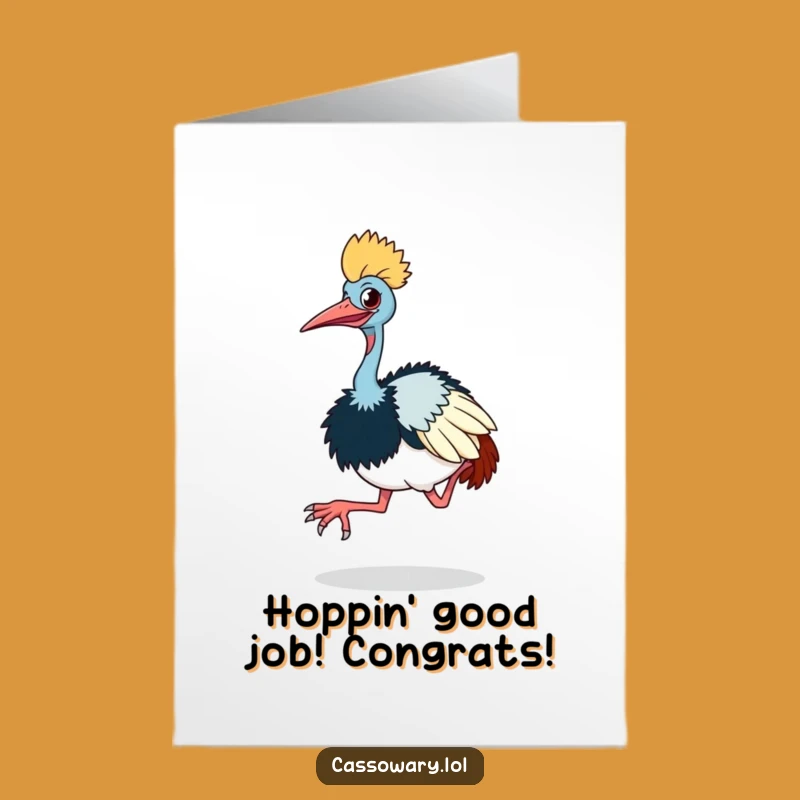Free Printable Congrats Card: Cassowary Hops to Celebrate Your Success
