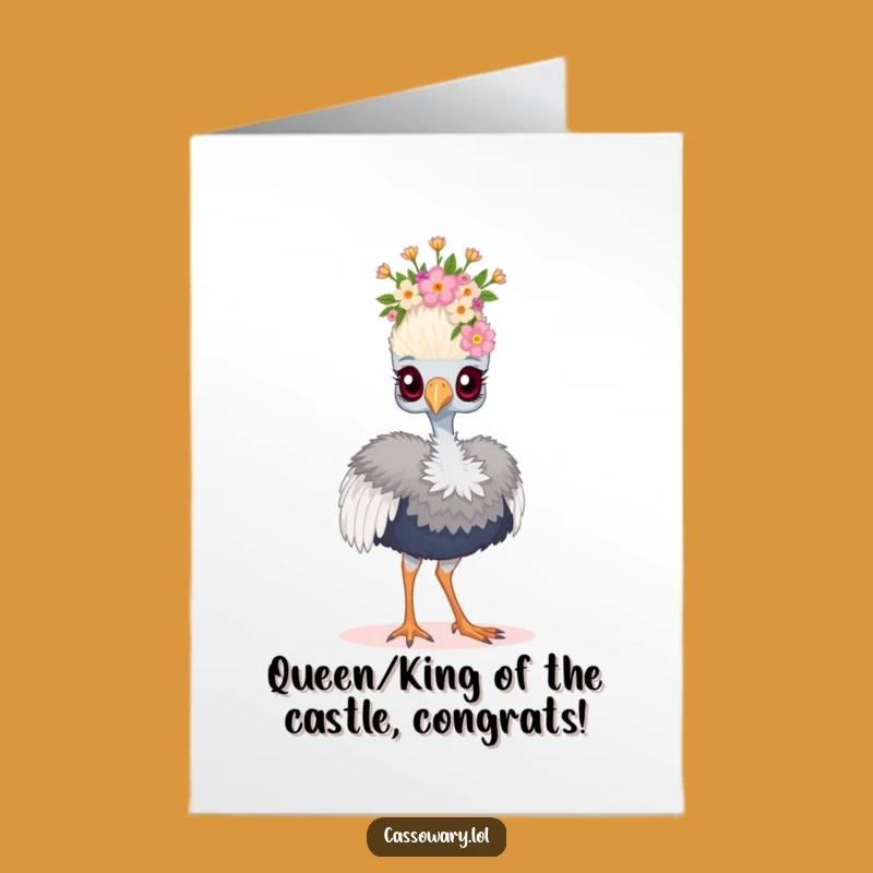 Free Printable Congrats Card: Floral Crown Cassowary Funny Downloadable Gift