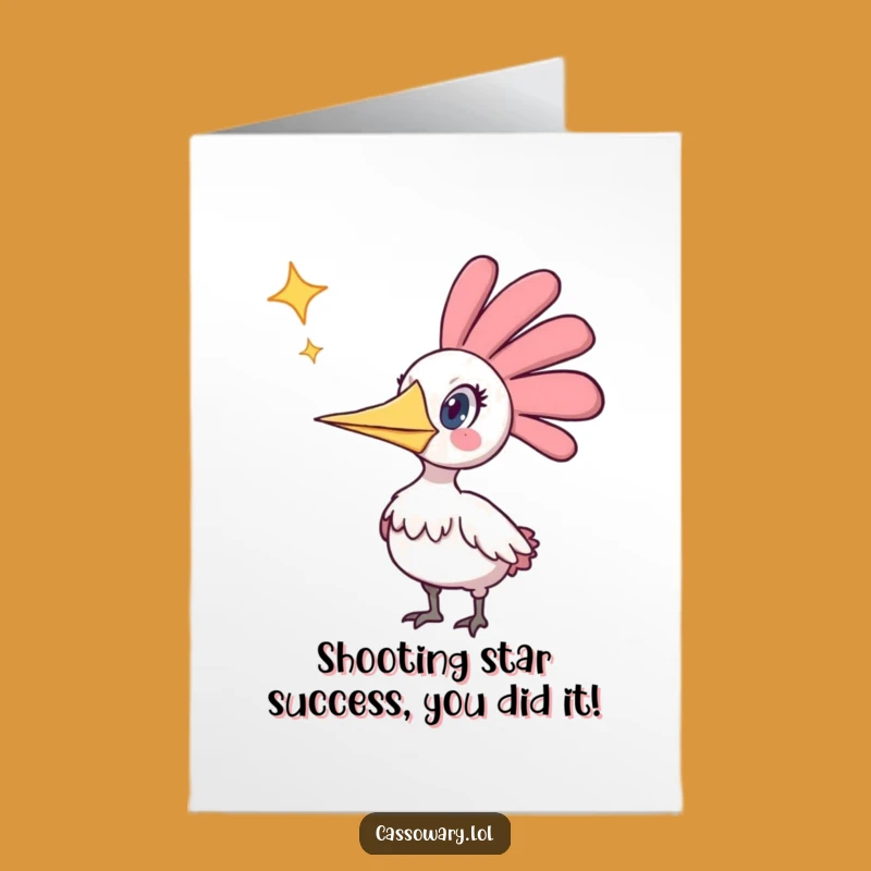 Free Printable Congrats Card: Shocked Cassowary, Falling Star Funny Downloadable Gift!