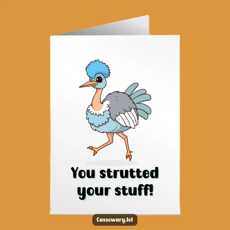 Congrats Free Printable Cassowary Card: Puffed Up Pride, Downloadable Gift for Winners!