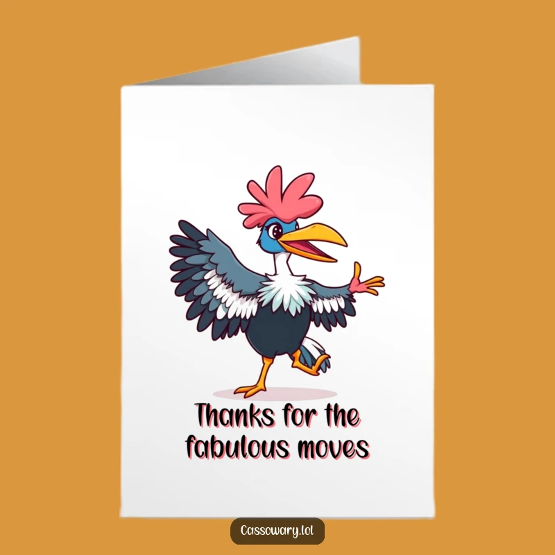 Dancing Cassowary Thank You Card: Free Printable Groovy Bird, Downloadable Note, Funny Gift