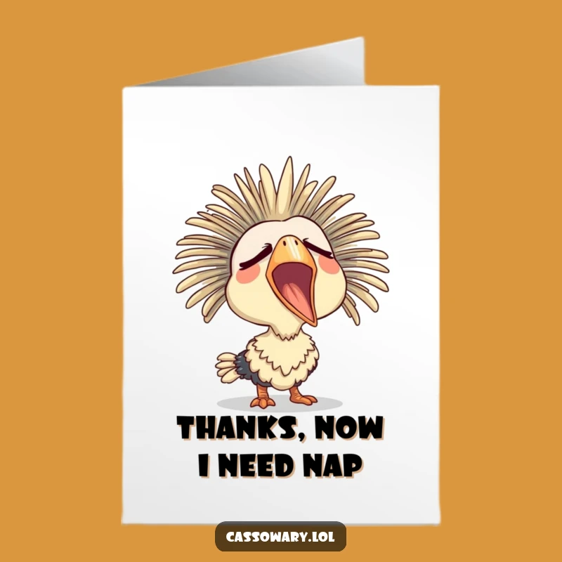 Free Printable Sleepy Cassowary Thank You Card - Funny Bird Art Downloadable Gift