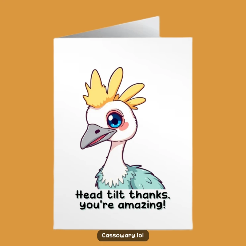 Free Printable Thank You Card: Curious Cassowary Tilt, Downloadable Funny Gift