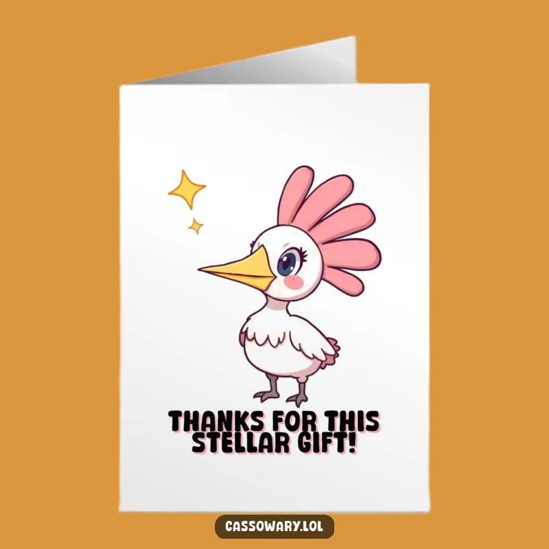 Free Printable Thank You Card: Surprised Cassowary Starfall Funny Downloadable Gift!