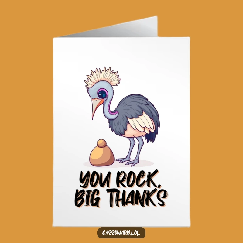 Funny Free Printable Thank You Card: Balancing Cassowary, Quirky Downloadable Gift