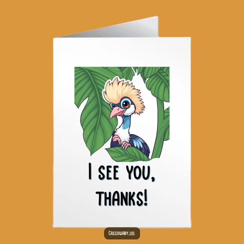 Free Printable Thank You Card: Cassowary's Secret Thanks from Behind Leaves