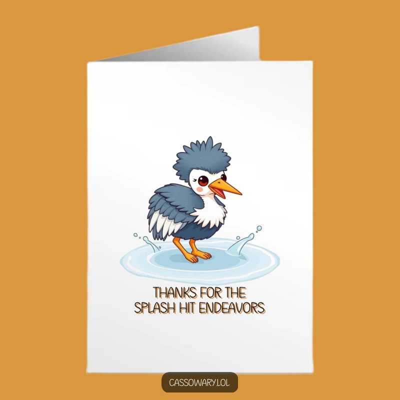 Kawaii Cassowary Thank You Card: Playful Splash, Free Printable Downloadable Gift!
