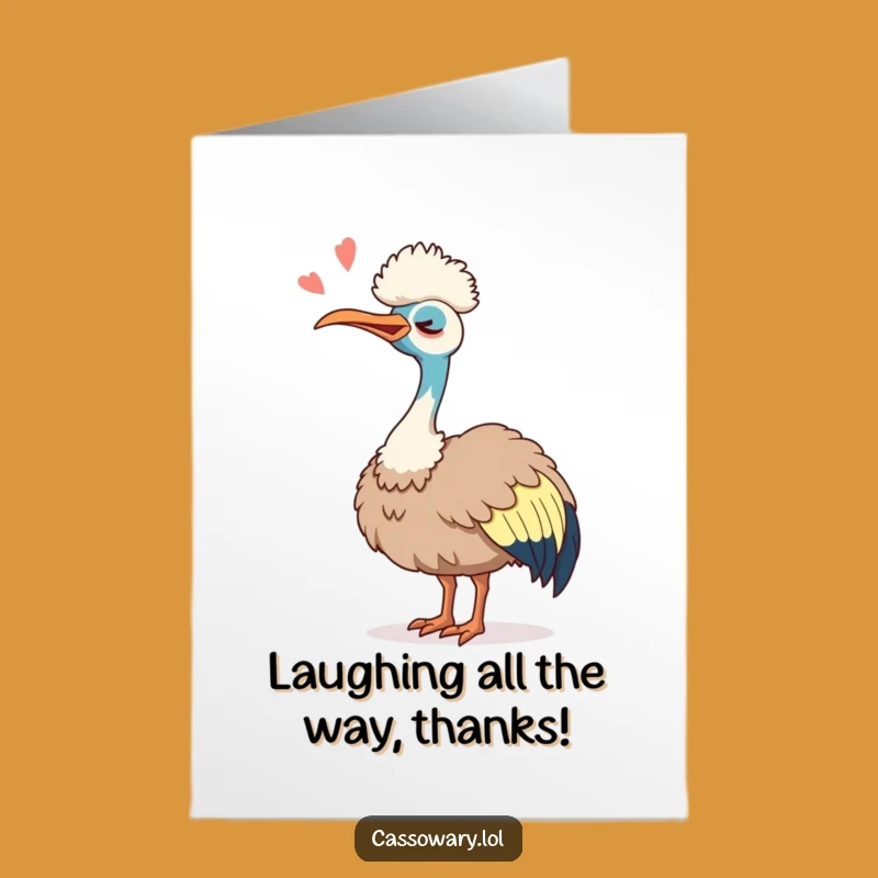 Free Printable Cassowary Thank You Card: Funny Laughing Downloadable Gratitude Gift!