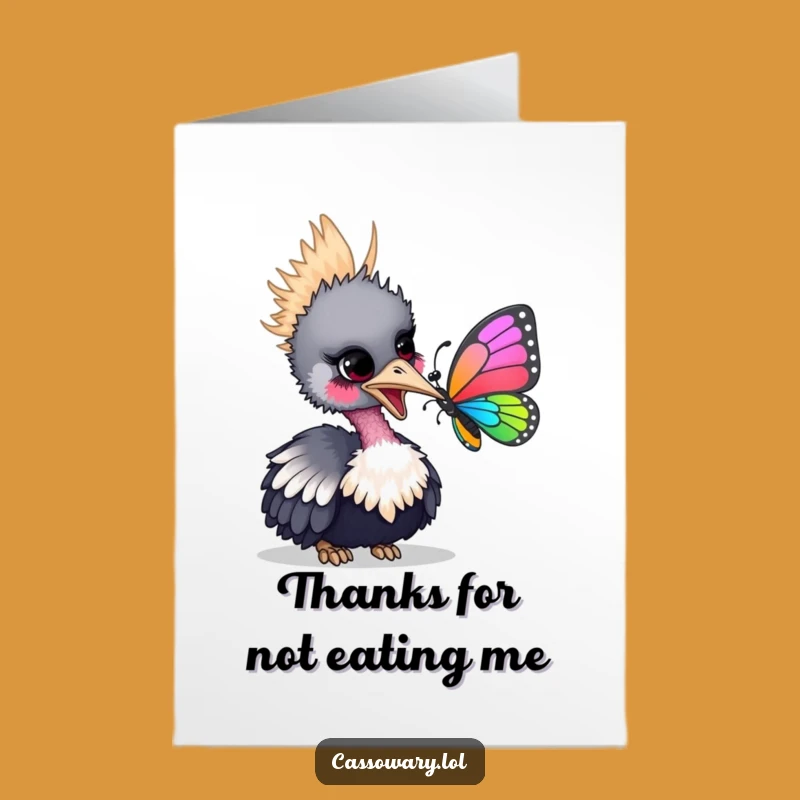 Free Printable Cassowary Thank You Card: Cute Bird Nudge, Downloadable Funny Gift