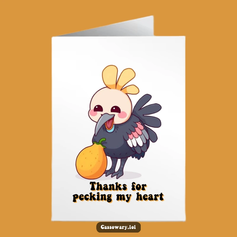 Kawaii Cassowary Thank You Card: Fruity Peck, Free Printable Downloadable Gift!