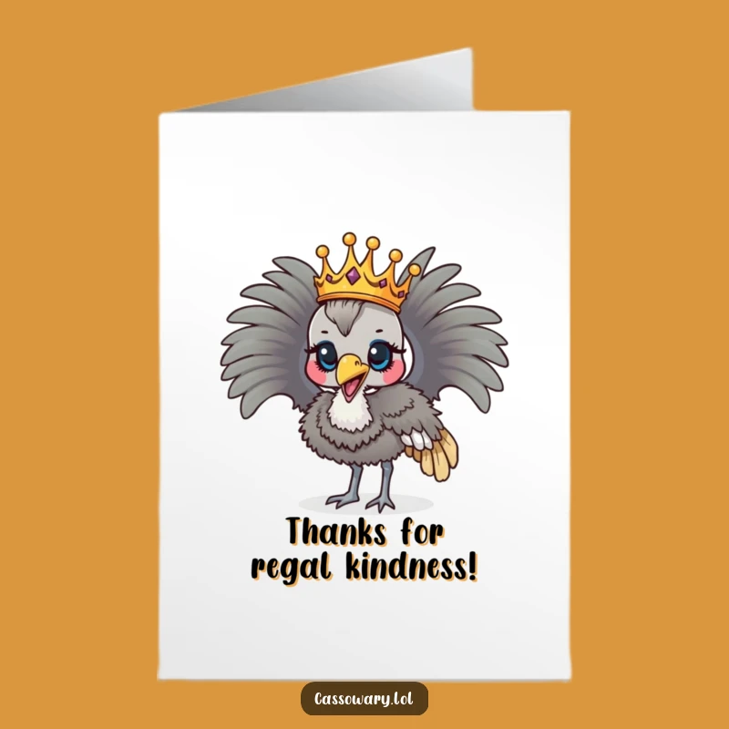 Free Printable Thank You Card: Crowned Cassowary Thanks, Regal Gratitude Gift