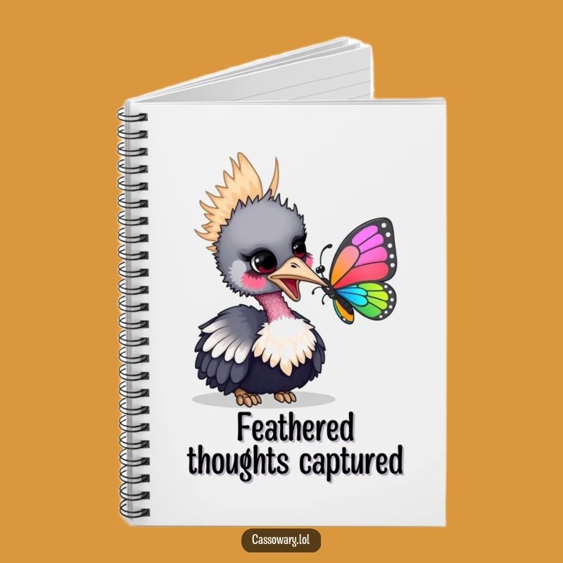 Funny Cassowary Butterfly Notebook - Playful Bird's Gentle Nudge Journal