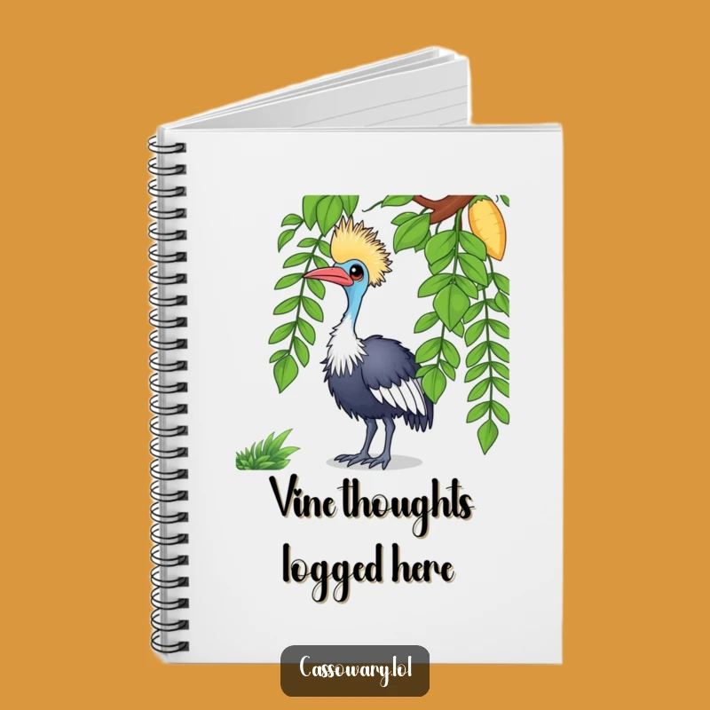 Funny Cassowary Notebook - Curious Bird, Vine Cover
