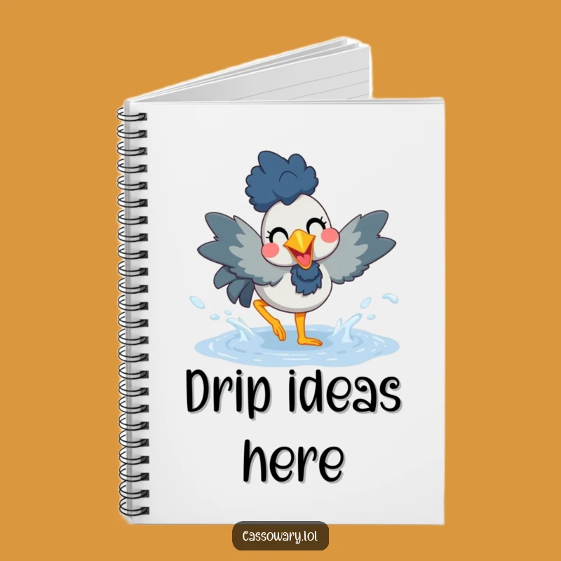 Funny Cassowary Puddle Splash Notebook - Jot Down Happy Thoughts
