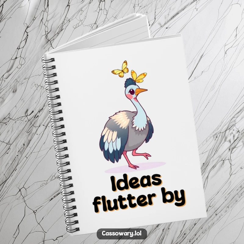 Funny Cassowary Butterfly Chase Notebook: A cassowary chasing a butterfly, ready for notes. Funny gift.