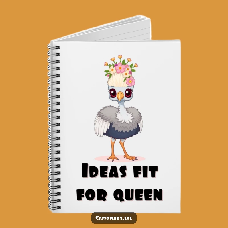 Funny Floral Crown Cassowary Notebook - Journal Your Reign Gift