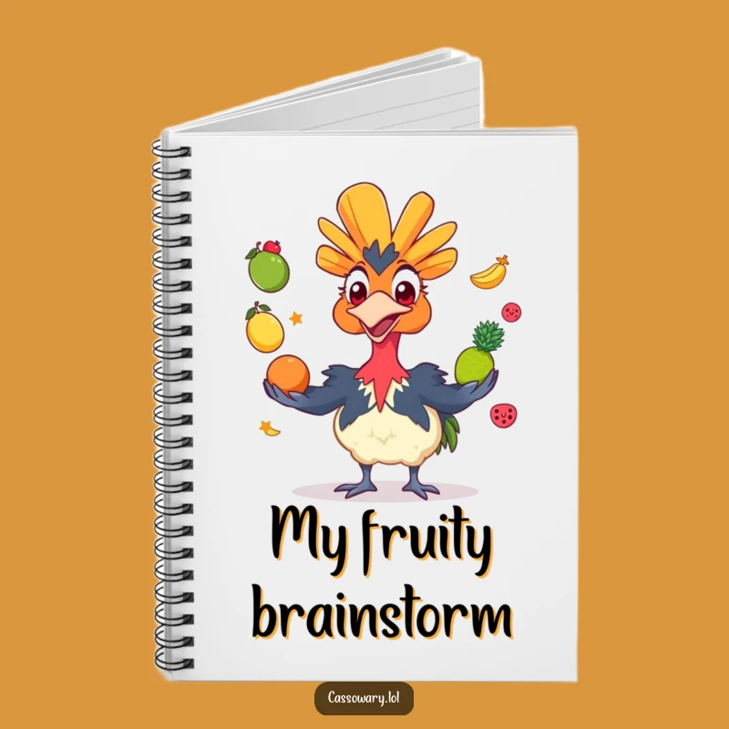 Funny Cassowary Juggling Fruit Notebook - Grinning Bird Journal