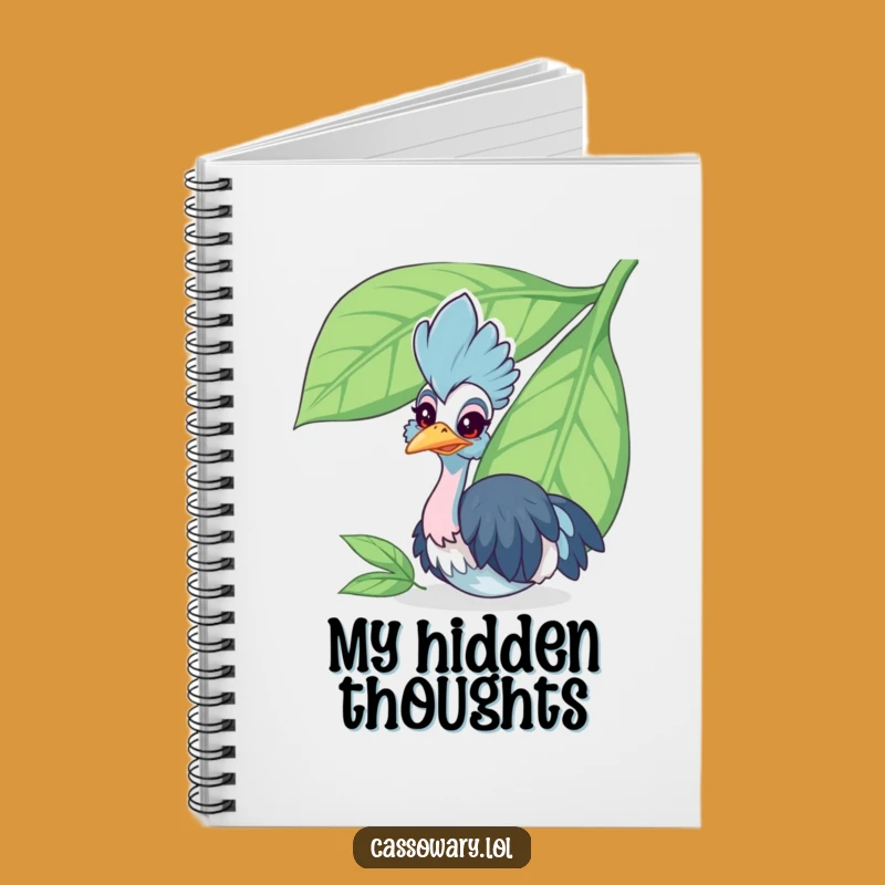 Funny Cassowary Leaf Peek Notebook - Cheerful Bird Journal