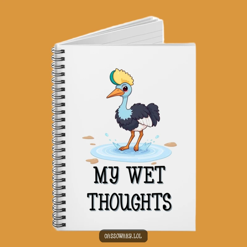 Funny Cassowary Puddle Notebook - Playful Bird Journal Gift!