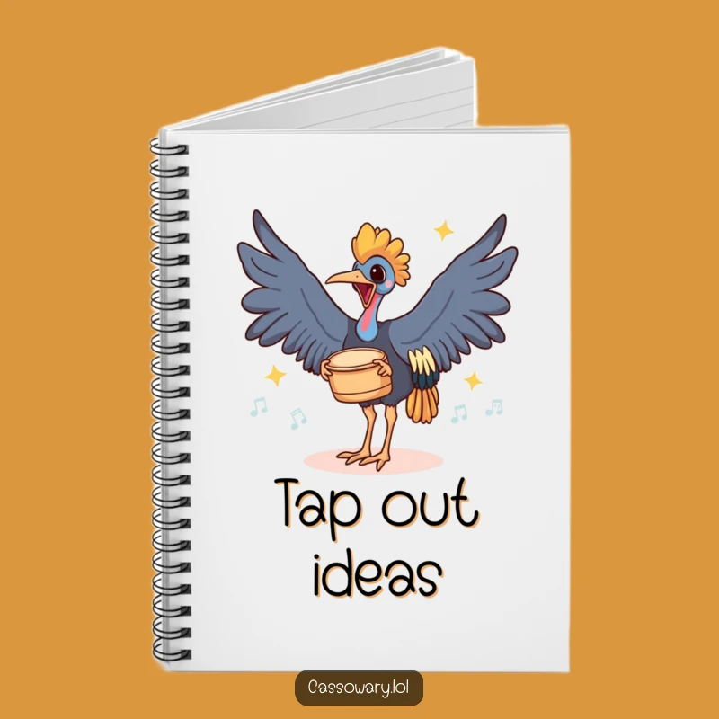 Funny Cassowary Drummer Notebook - Happy Bird's Rhythmic Journal