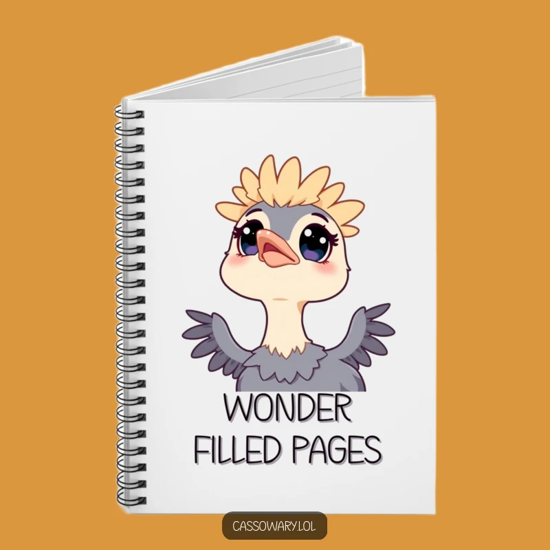 Funny Kawaii Cassowary Sky Gazer Notebook - Curious Bird Journal Gift