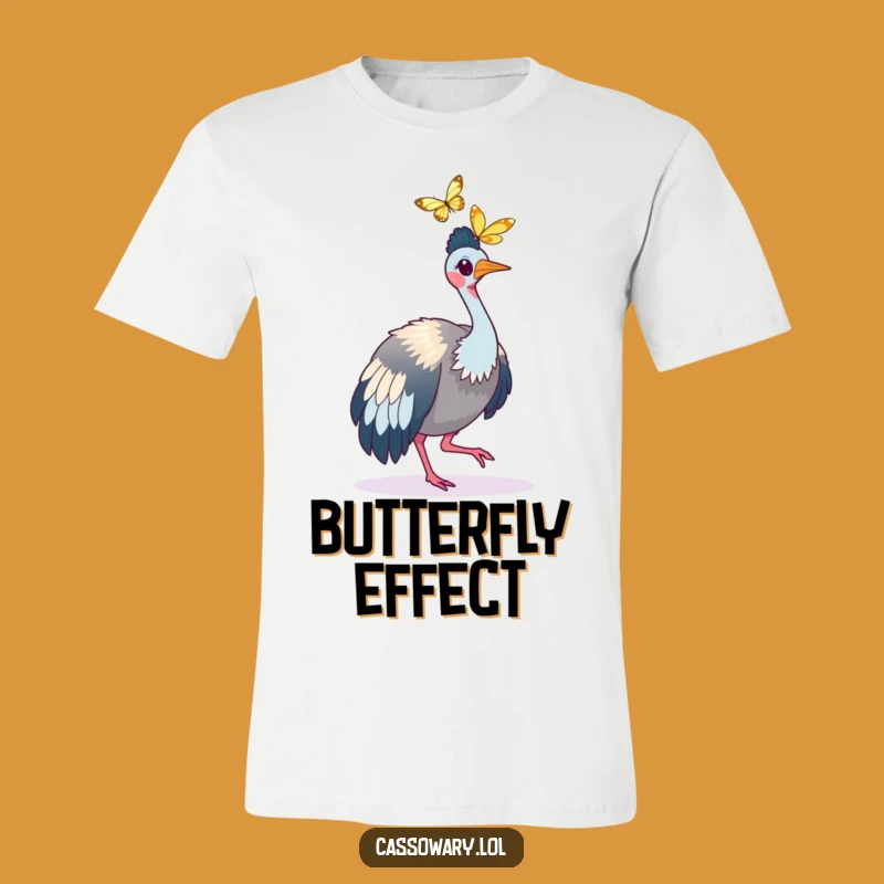 Funny Cassowary Butterfly Pursuit T-Shirt: Wear Your Playful Heart