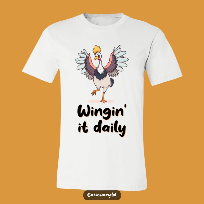 Funny Cassowary Dancing T-Shirt - Happy Bird Wings Outstretched Tee