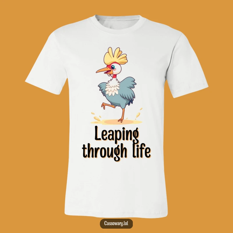 Funny Cassowary Joyful Leap T-Shirt: High-Energy Bird Tee Gift
