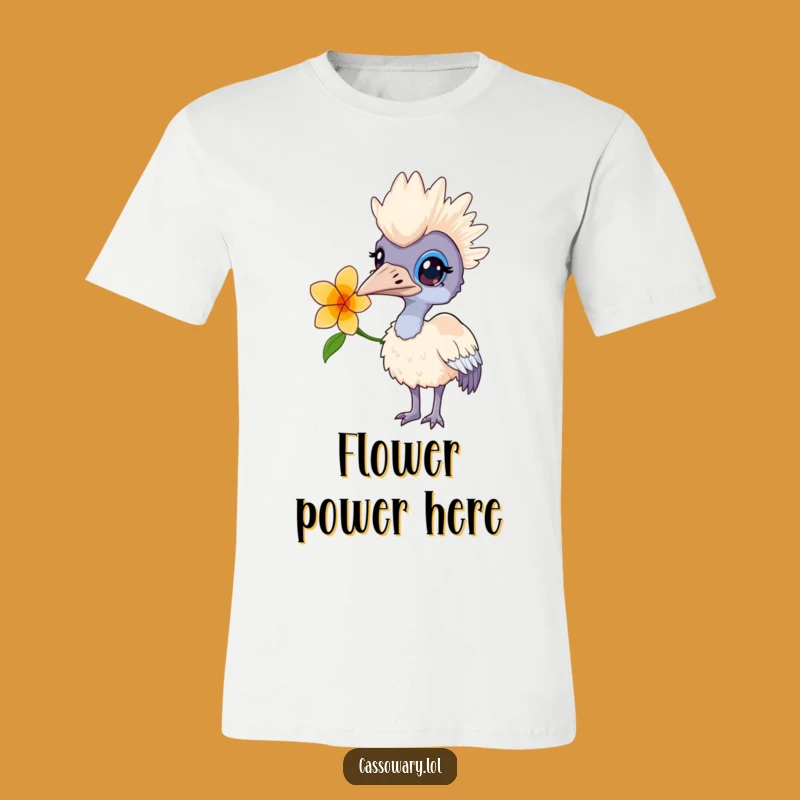 Funny Curious Cassowary Flower T-Shirt - Cute Bird Slogan Tee