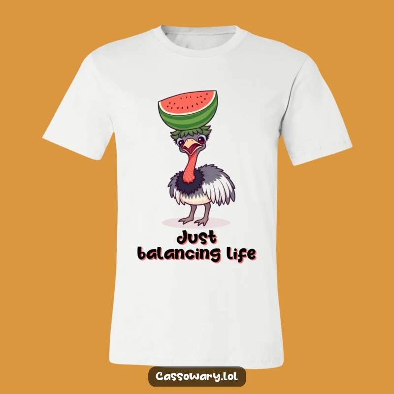 Funny Cassowary Watermelon Head T-Shirt - Comical Bird Slogan Tee