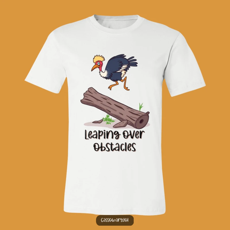Funny Cassowary Agility Leap T-Shirt - Surprising Bird Jump Tee