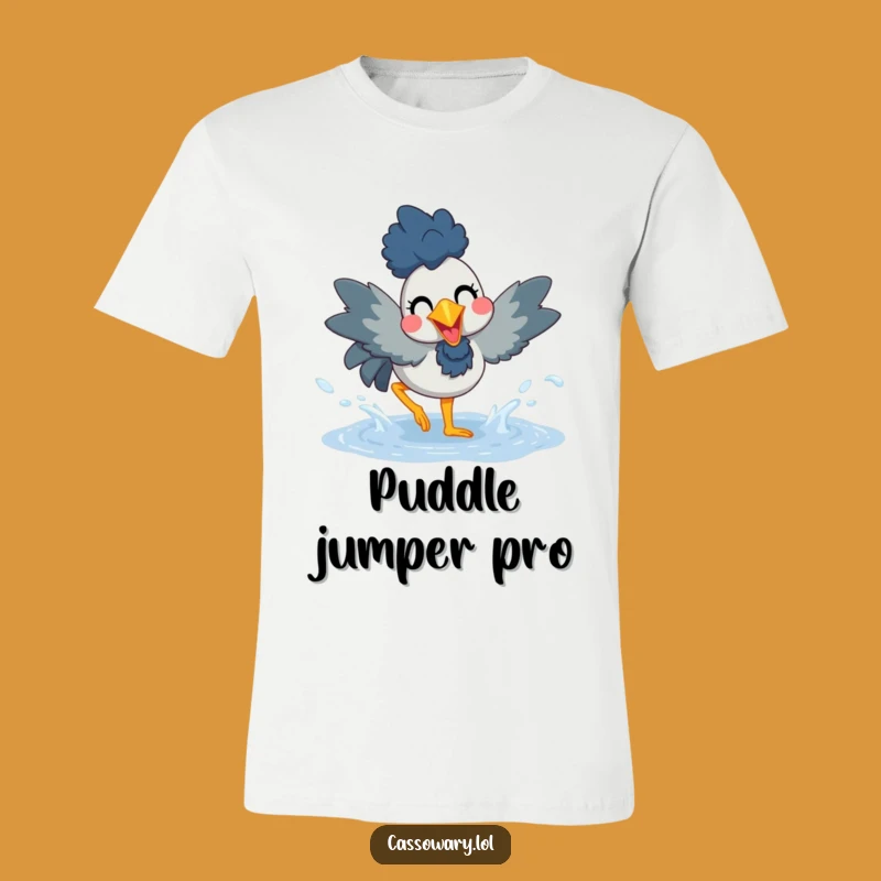 Funny Cassowary Puddle Splash T-Shirt - Playful Bird Slogan Tee