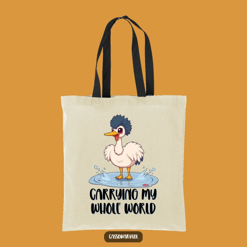 Funny Cassowary Puddle Splash Tote Bag - Joyful Bird Accessory Gift