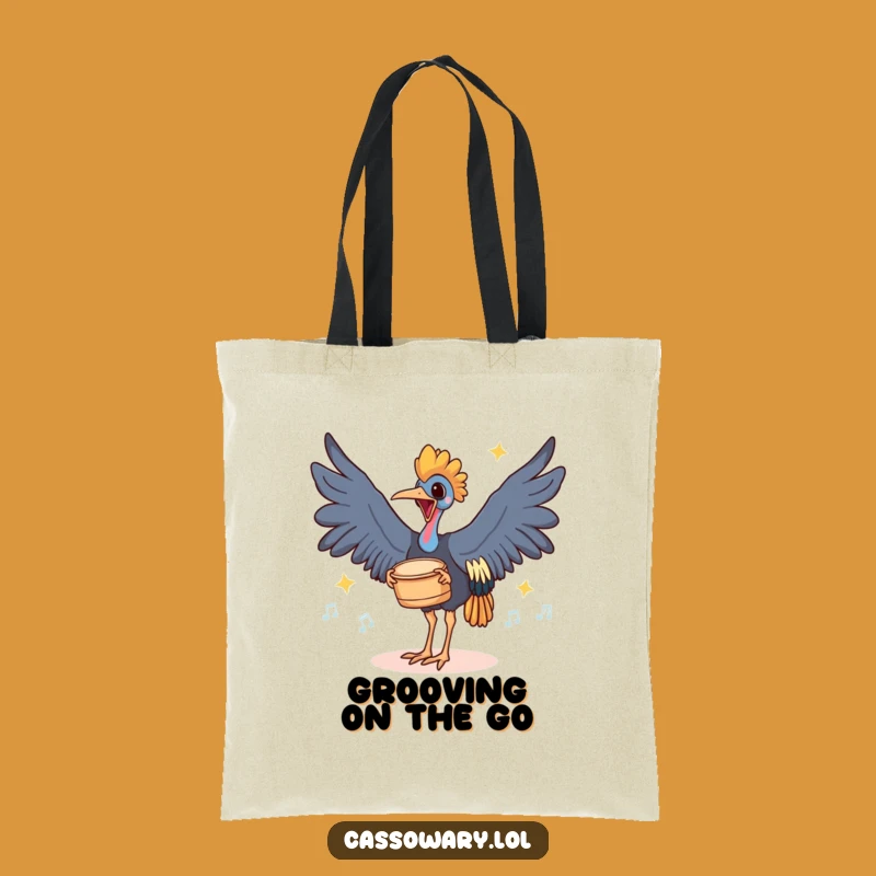 Funny Cassowary Drummer Tote Bag - Happy Bird's Rhythmic Foot Taps Carryall
