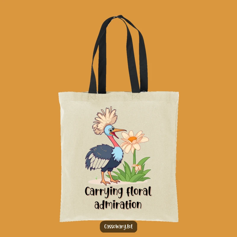 Funny Cassowary Flower Tote Bag: Enthusiastic Carry-All, Perfect Humorous Gift for Nature Lovers
