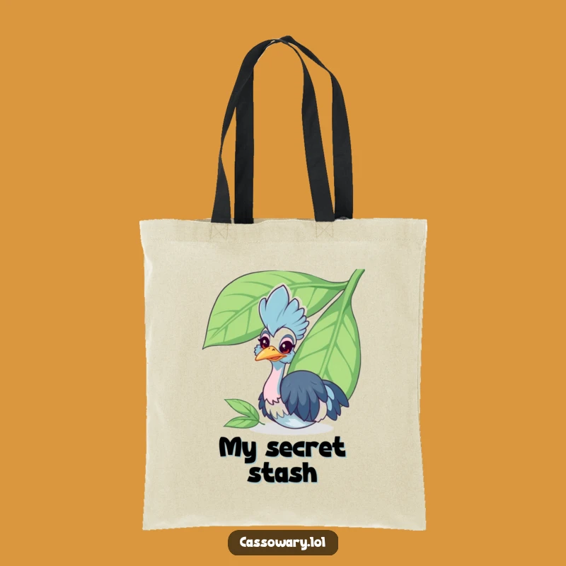 Funny Cassowary Leaf Peek Tote Bag - Cheerful Bird Accessory